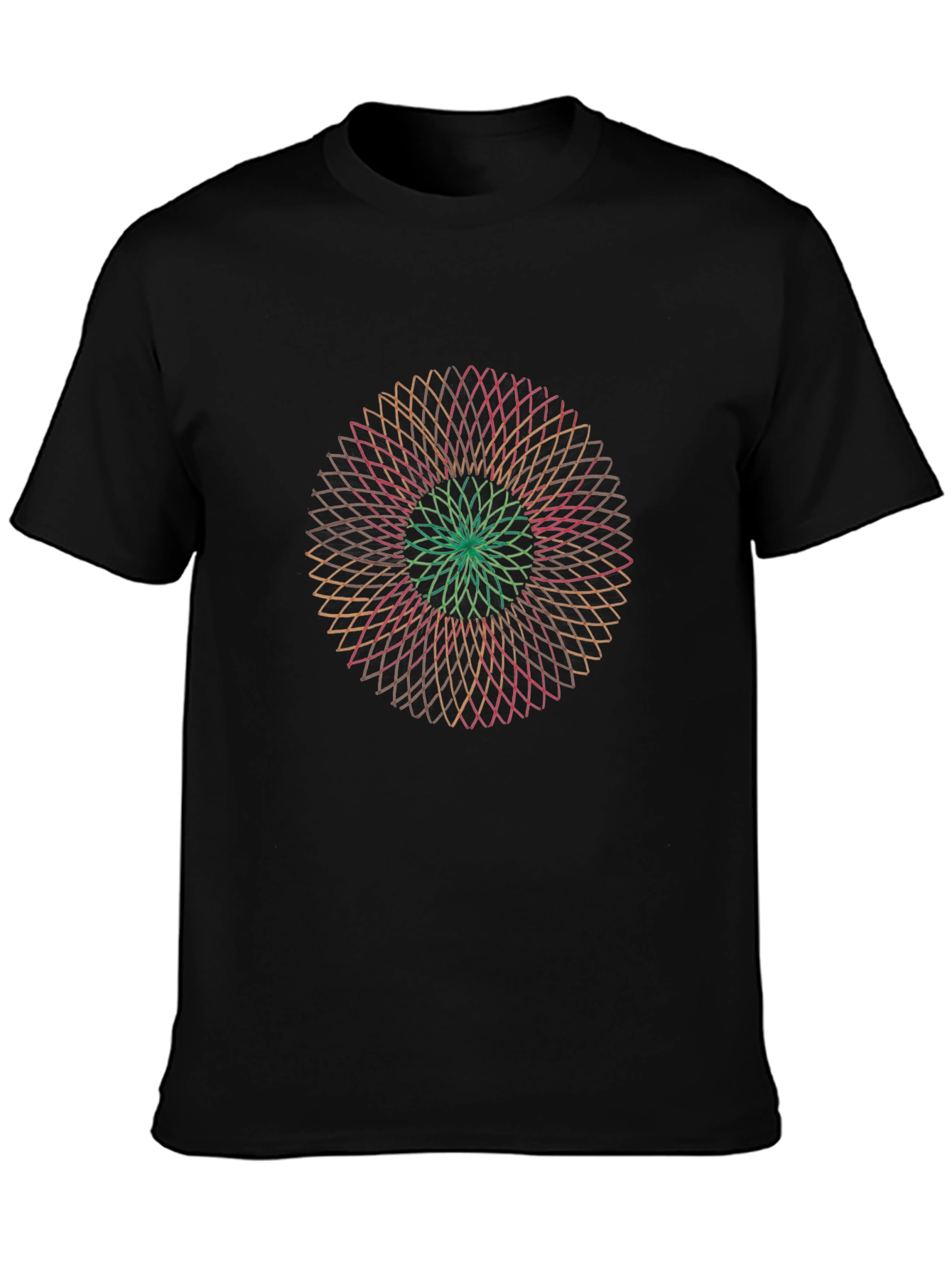 Geometric Mandala Graphic Tee - Soft Black T-Shirt