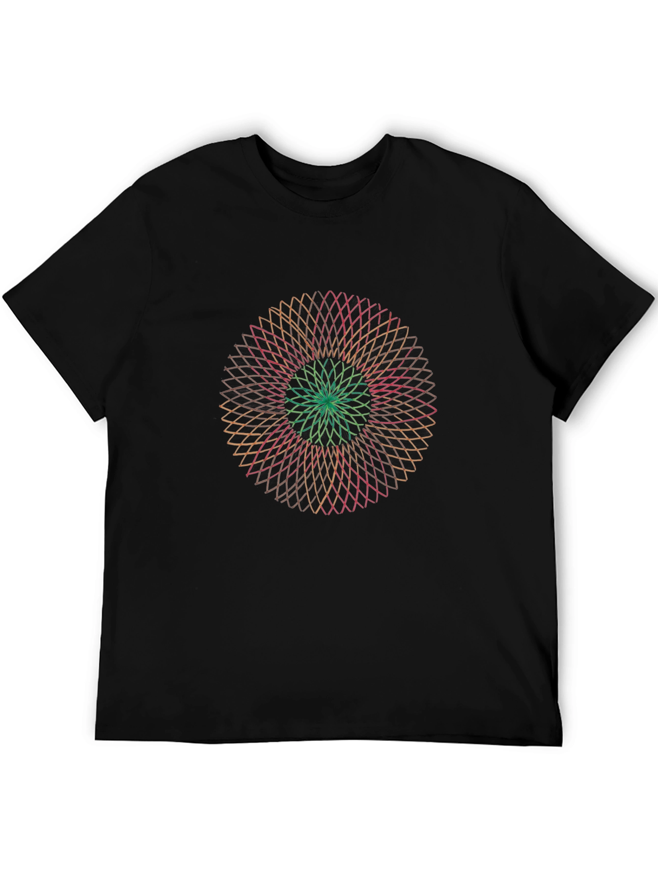 Geometric Mandala Graphic Tee - Soft Black T-Shirt
