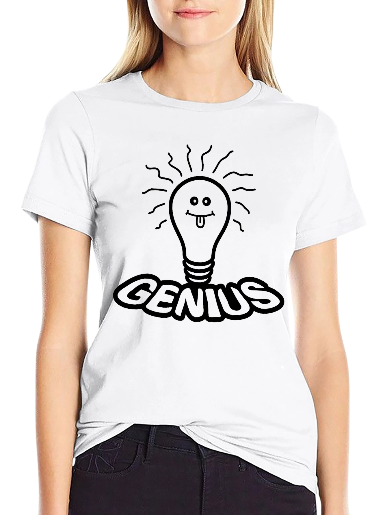 Genius Lightbulb Graphic Tee - Black Novelty T-Shirt