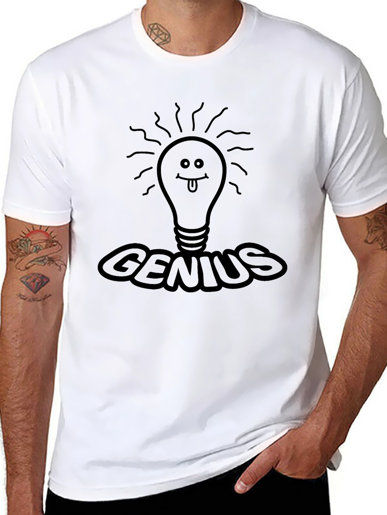 Genius Lightbulb Graphic Tee - Black Novelty T-Shirt