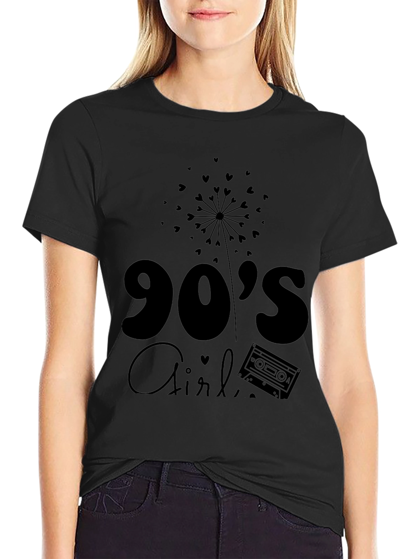 90s Girl Black Graphic Tee