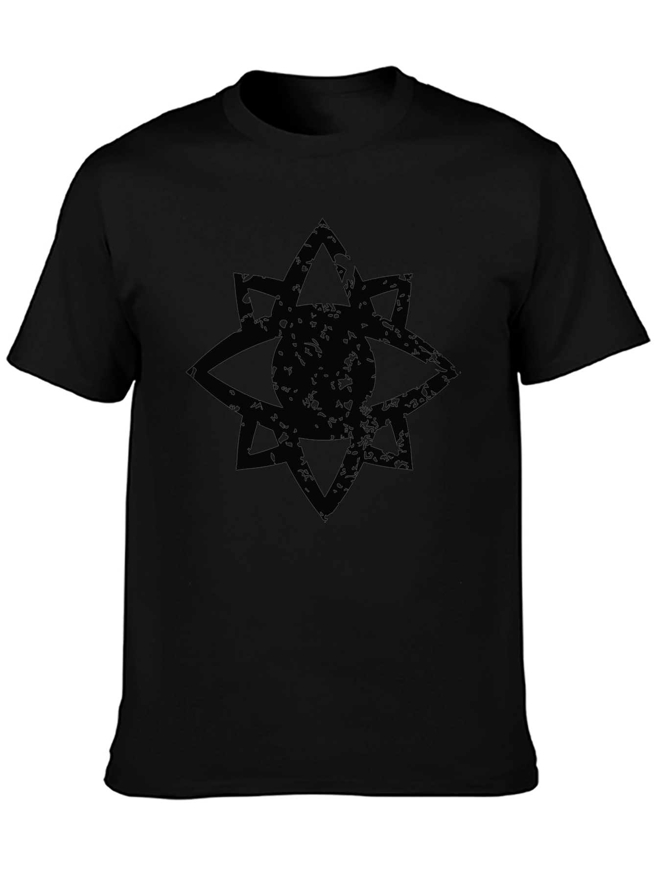 Mens Black Graphic Tee - Geometric Star Eye Design