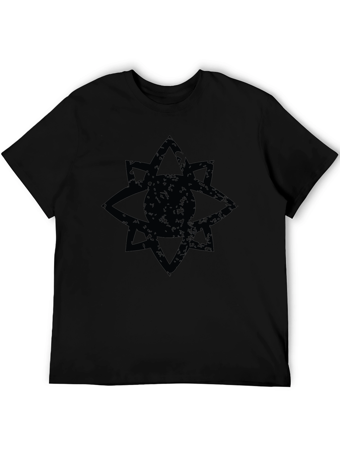 Mens Black Graphic Tee - Geometric Star Eye Design