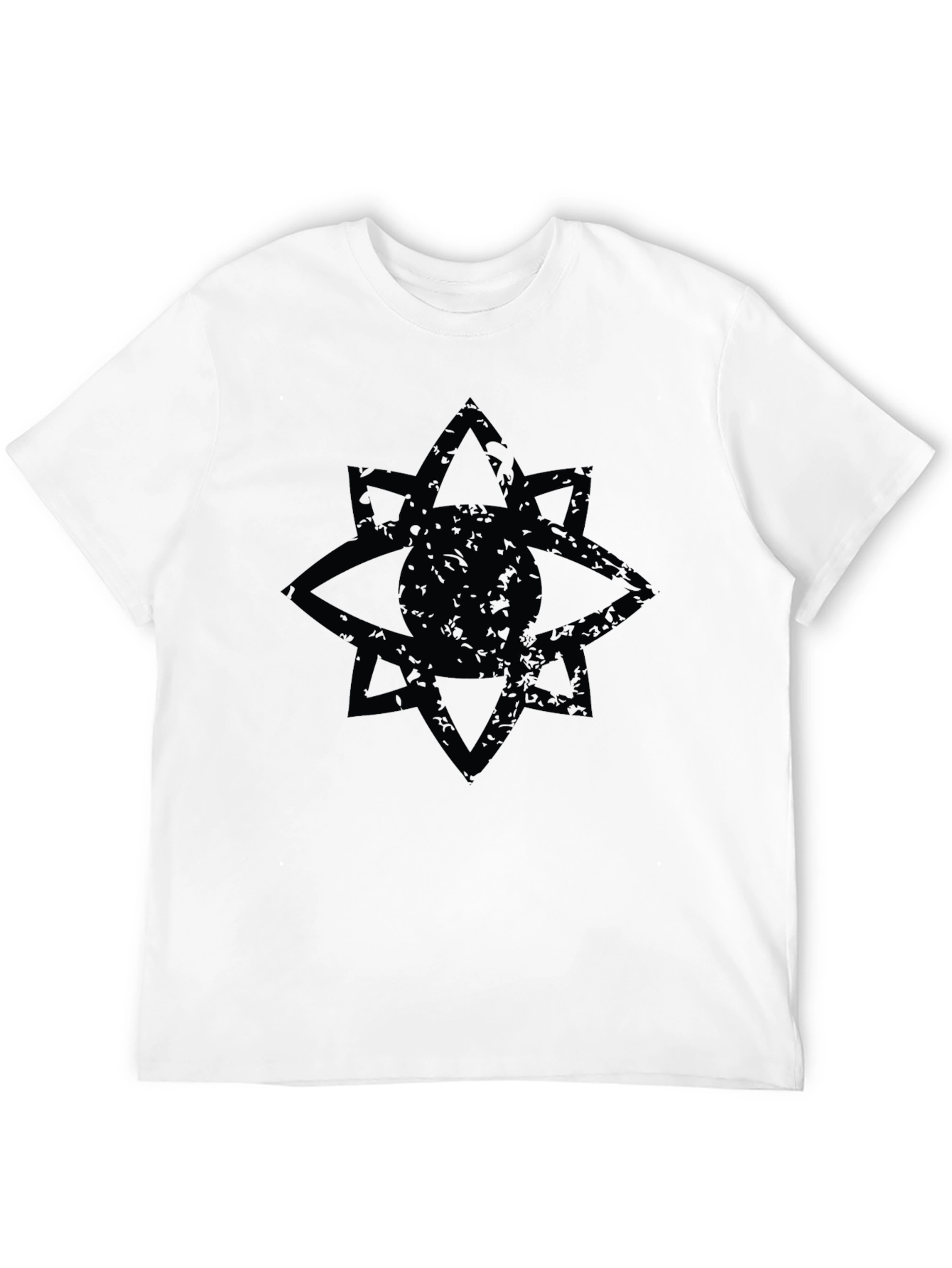 Mens Black Graphic Tee - Geometric Star Eye Design