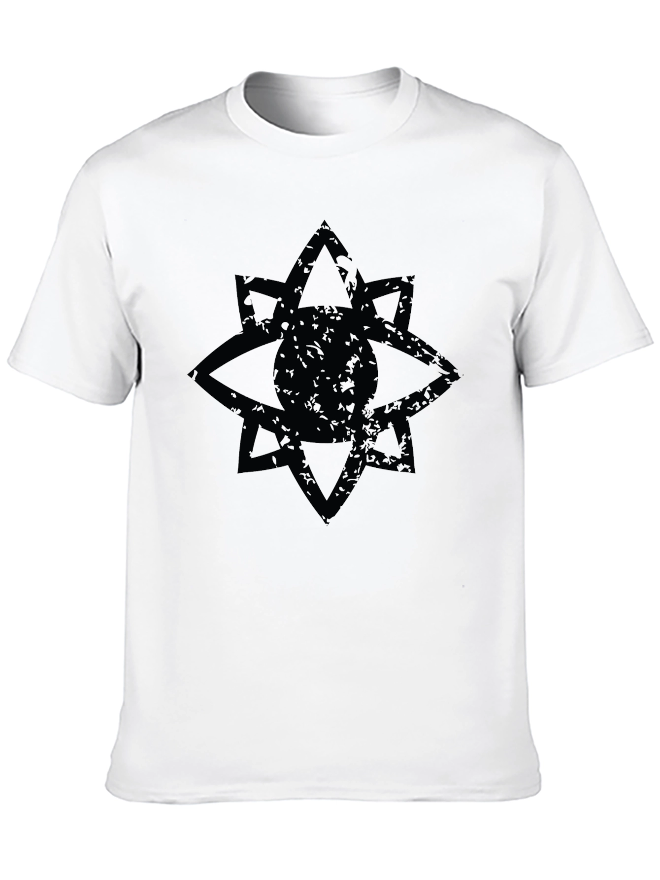 Mens Black Graphic Tee - Geometric Star Eye Design