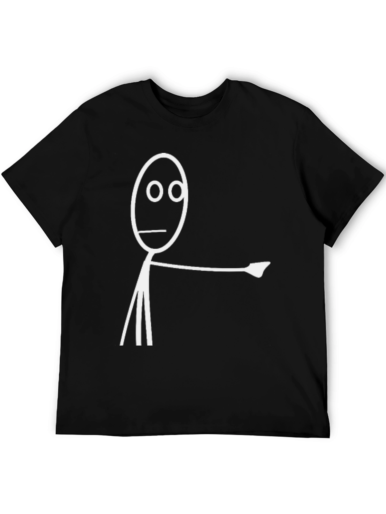 Funny Stick Figure Pointing Black T-Shirt