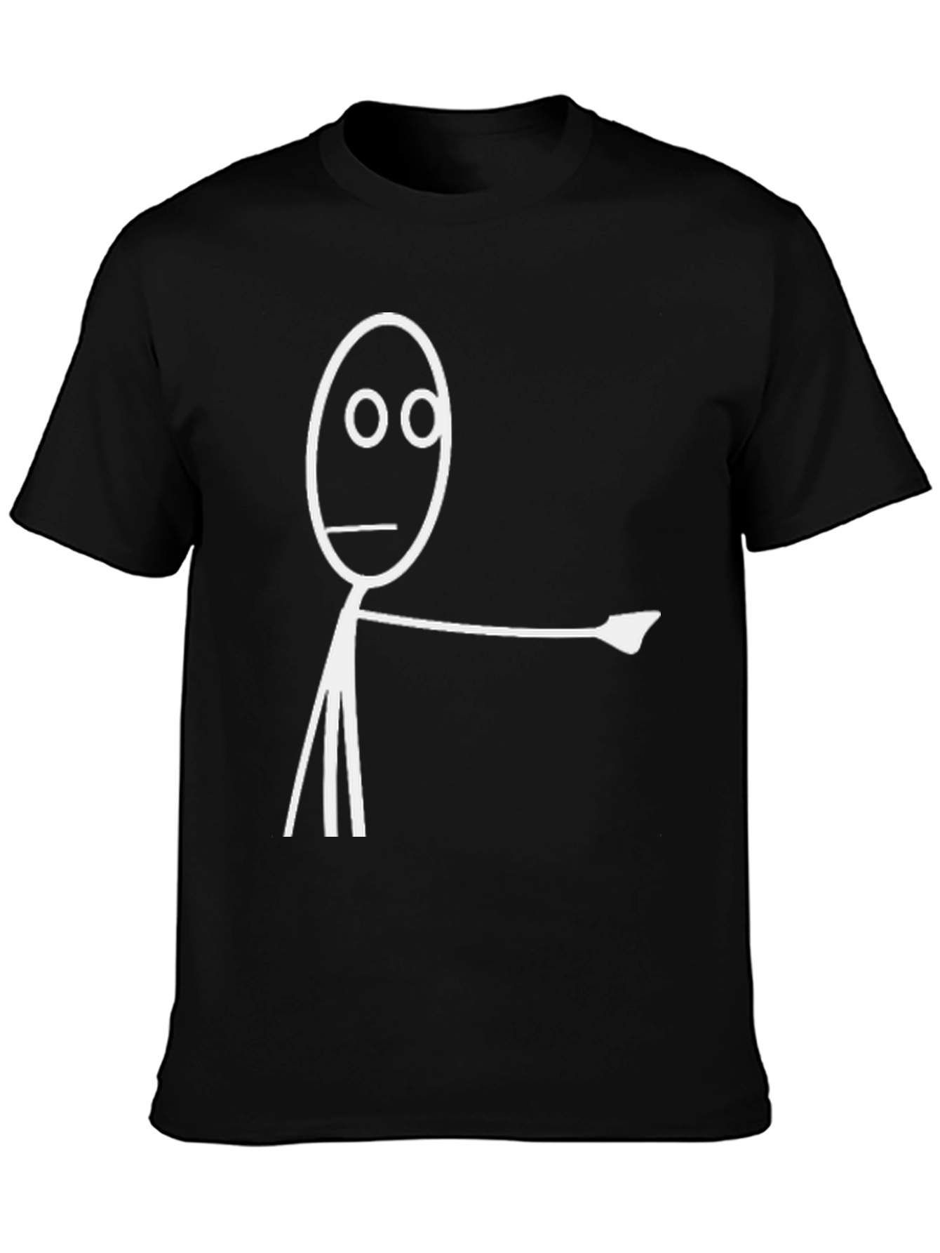 Funny Stick Figure Pointing Black T-Shirt
