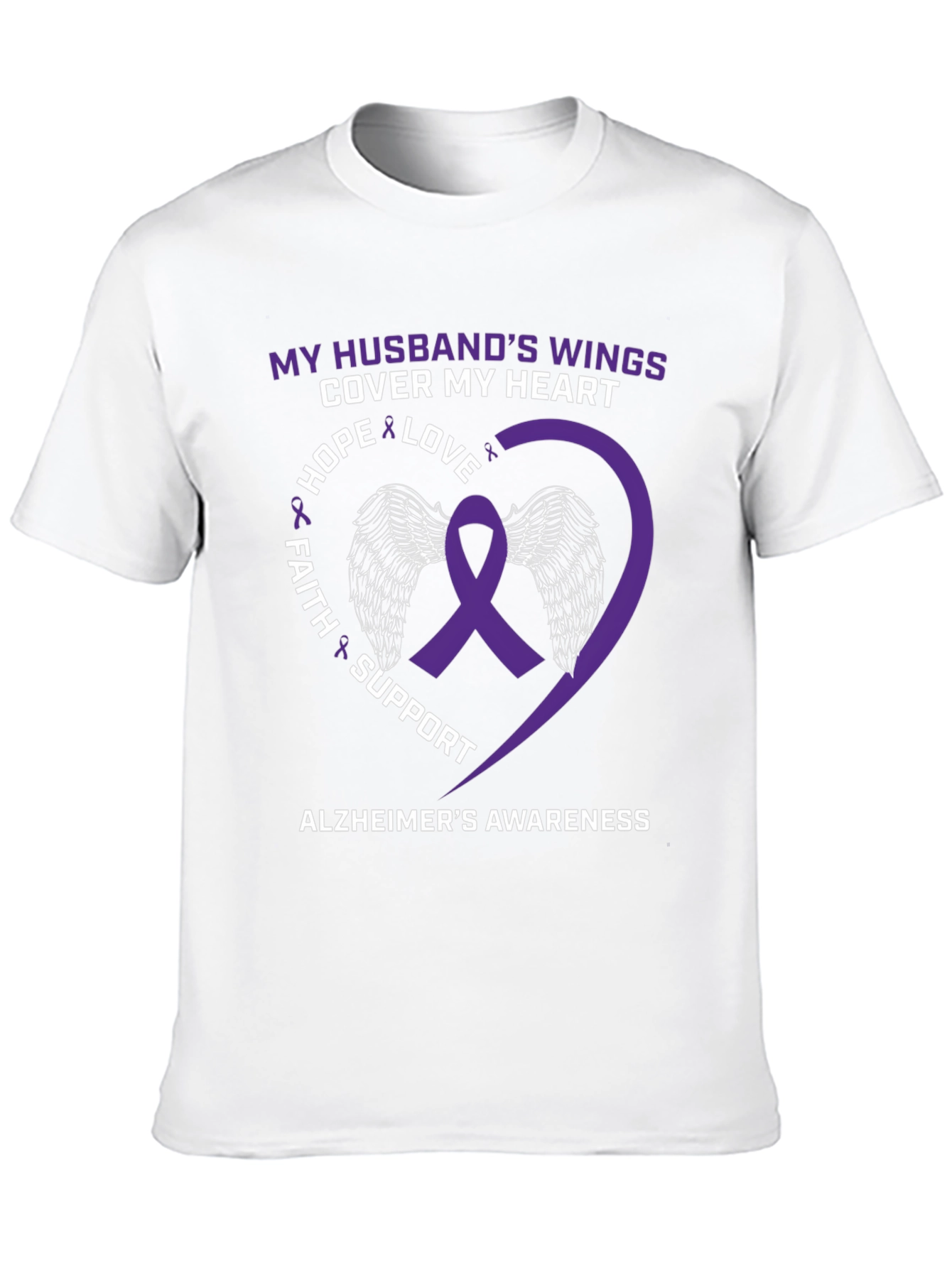 Alzheimers Awareness Husband Wings Heart T-Shirt