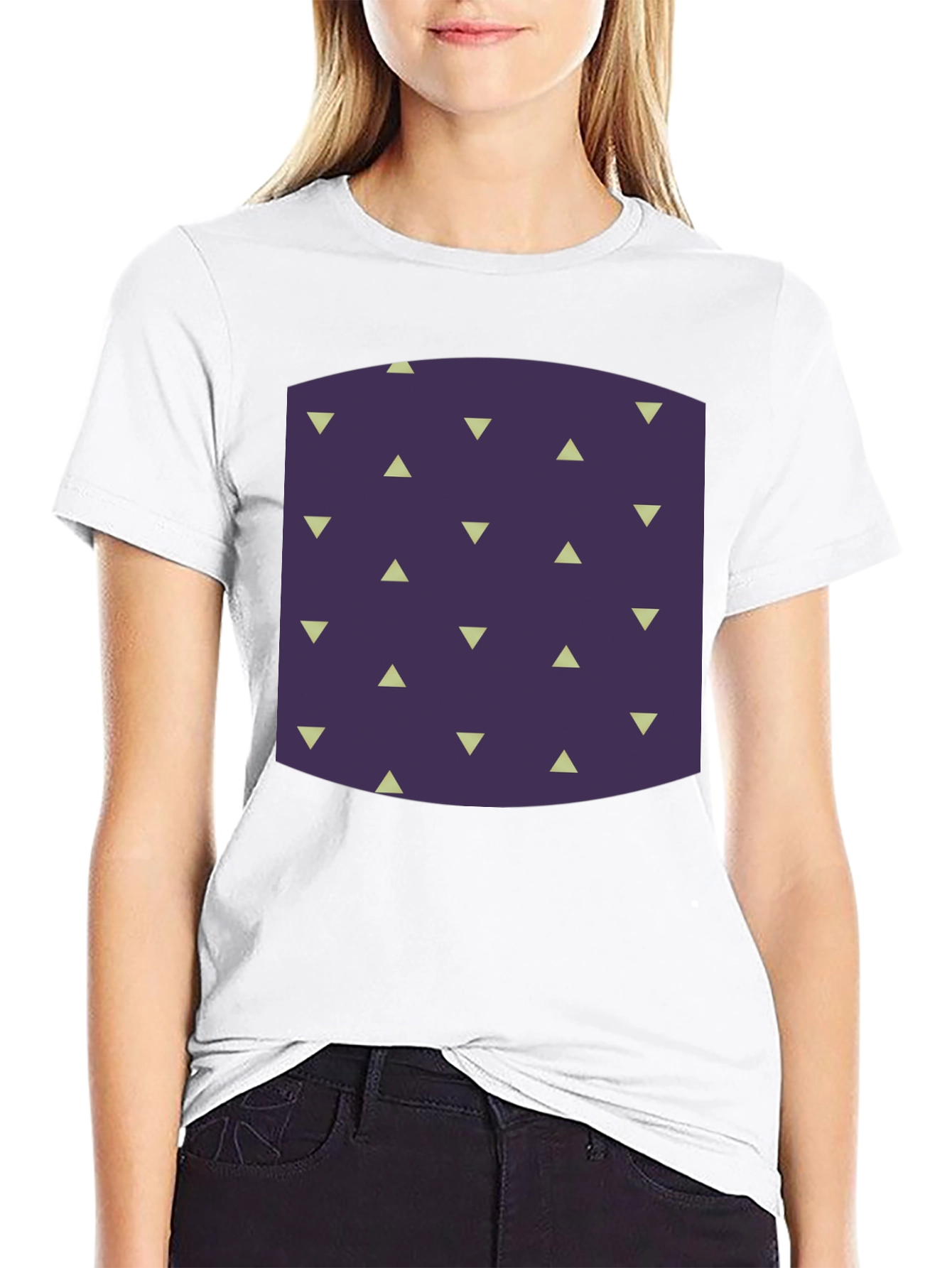 Geometric Triangle Pattern Black T-Shirt