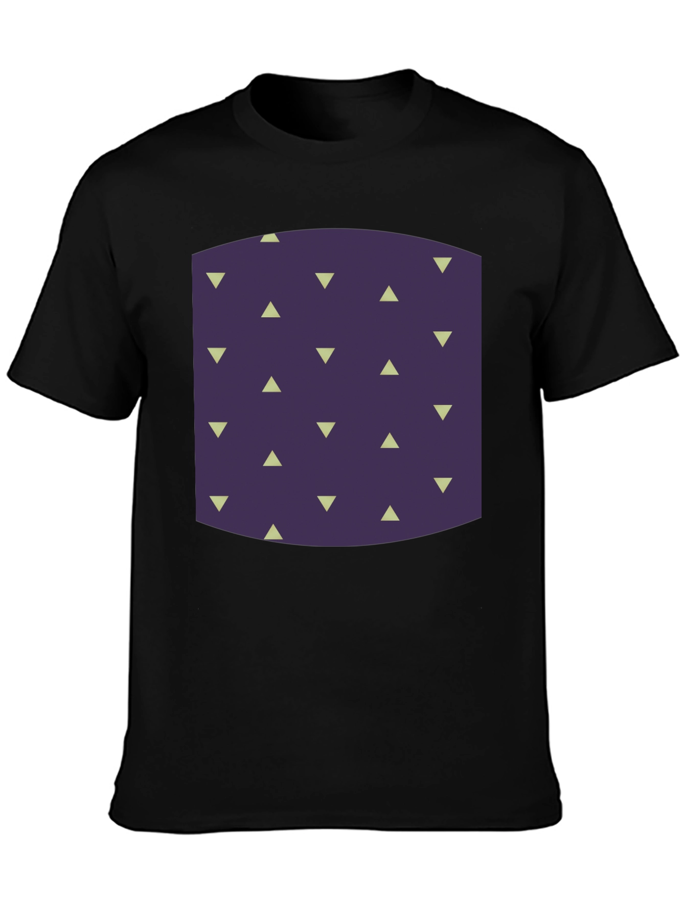 Geometric Triangle Pattern Black T-Shirt