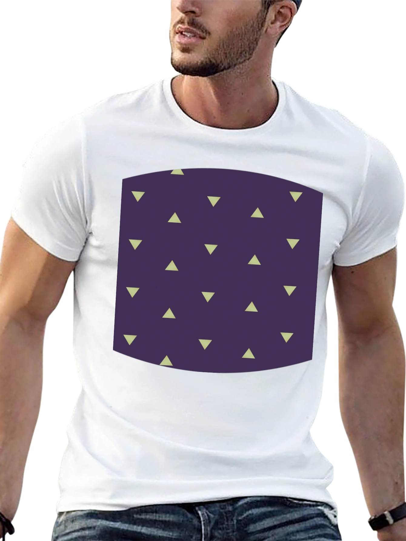 Geometric Triangle Pattern Black T-Shirt