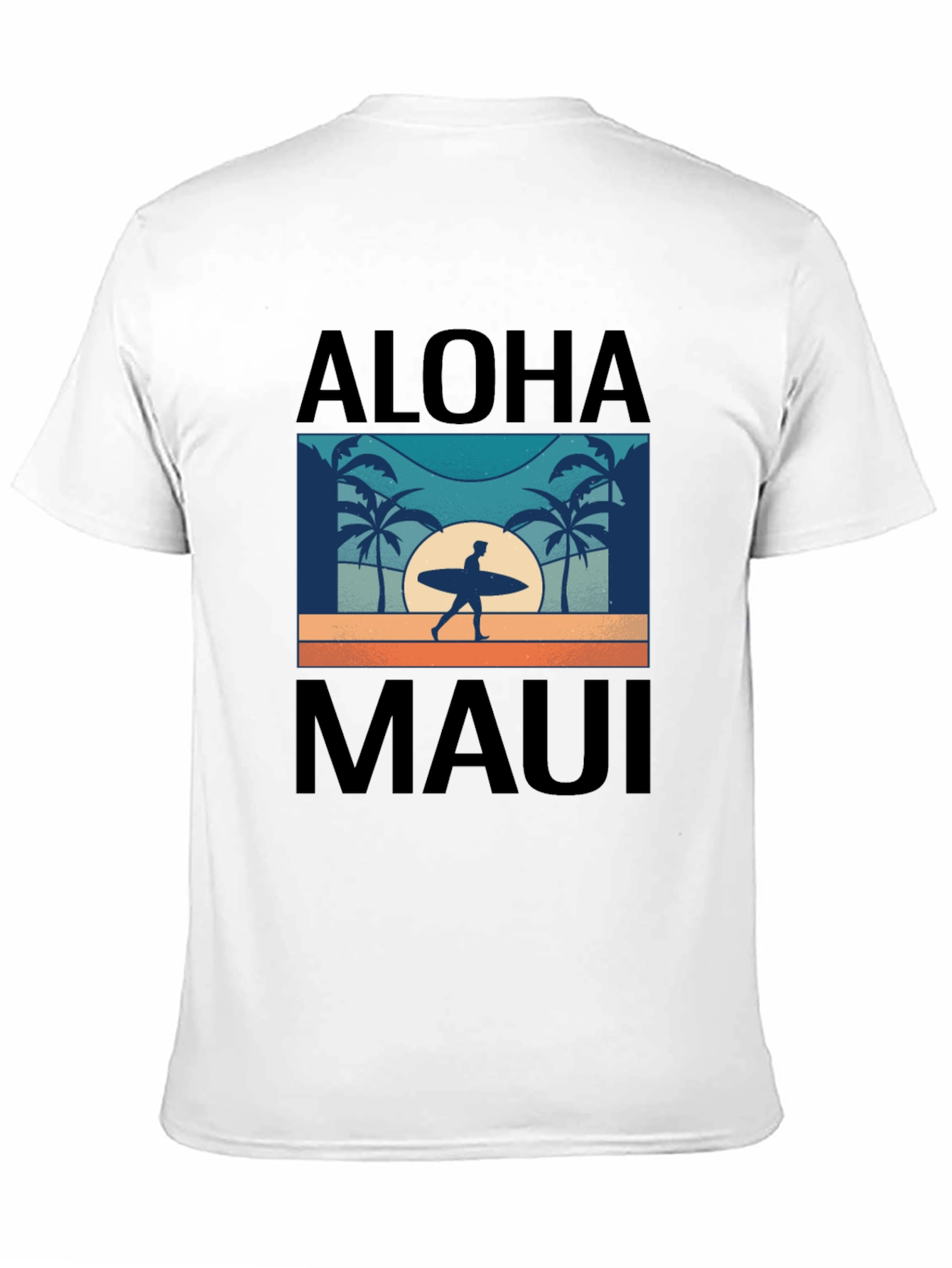 Aloha Maui T-Shirt Surfer Palm Tree Graphic Tee