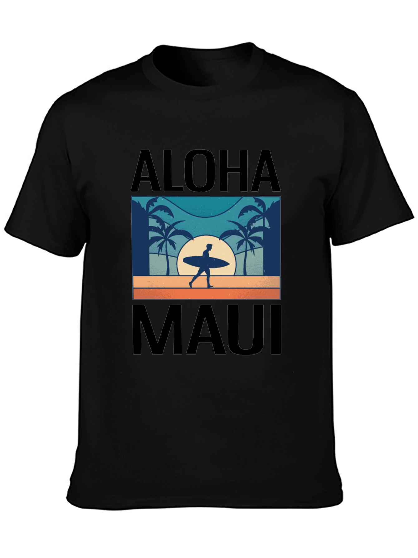 Aloha Maui T-Shirt Surfer Palm Tree Graphic Tee