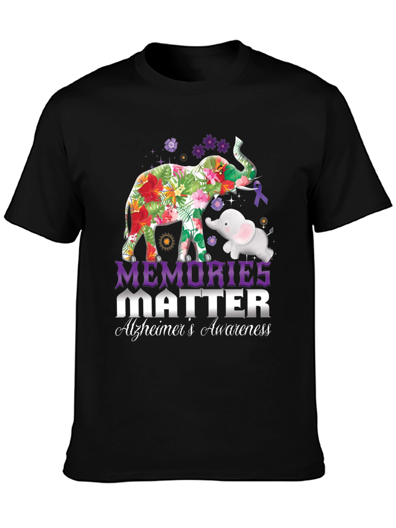 Alzheimers Awareness Elephant Graphic Tee