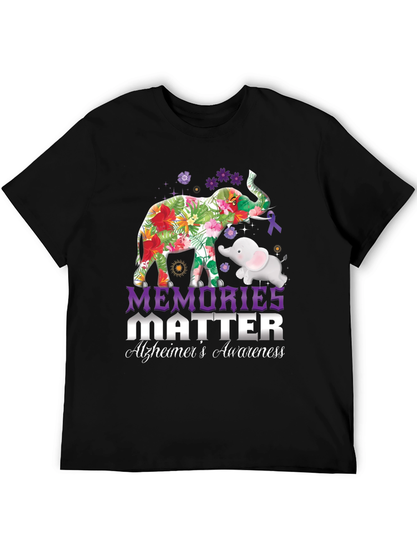 Alzheimers Awareness Elephant Graphic Tee