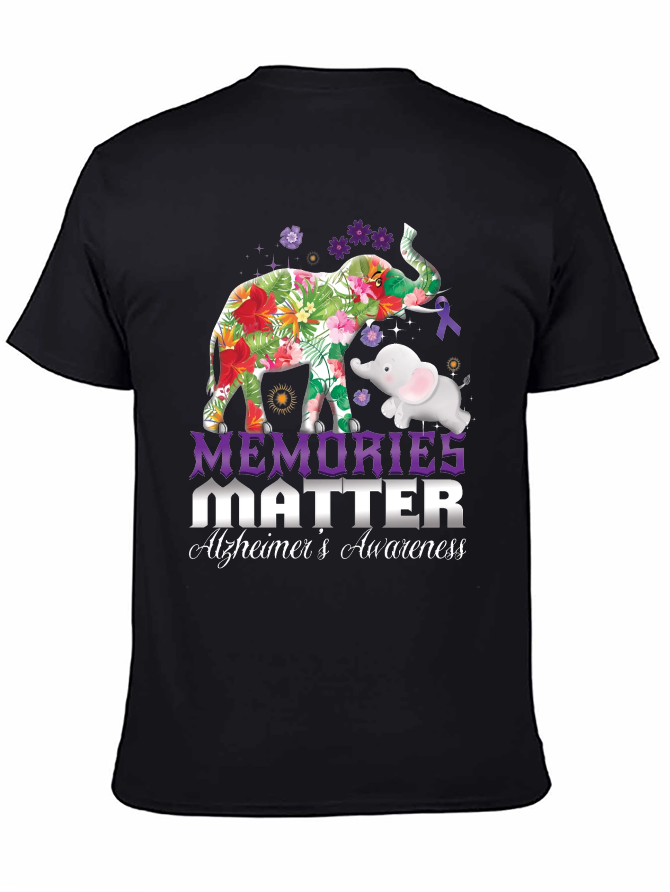 Alzheimers Awareness Elephant Graphic Tee