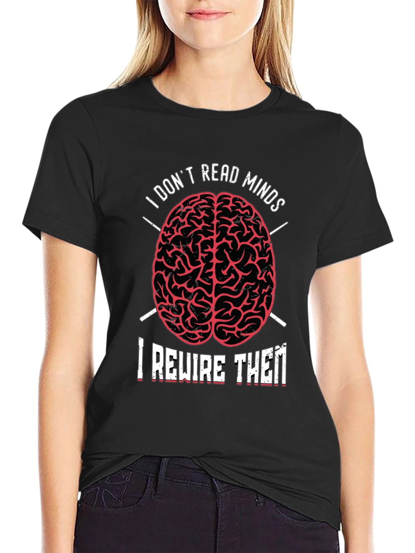 I Dont Read Minds T-Shirt - Brain Design