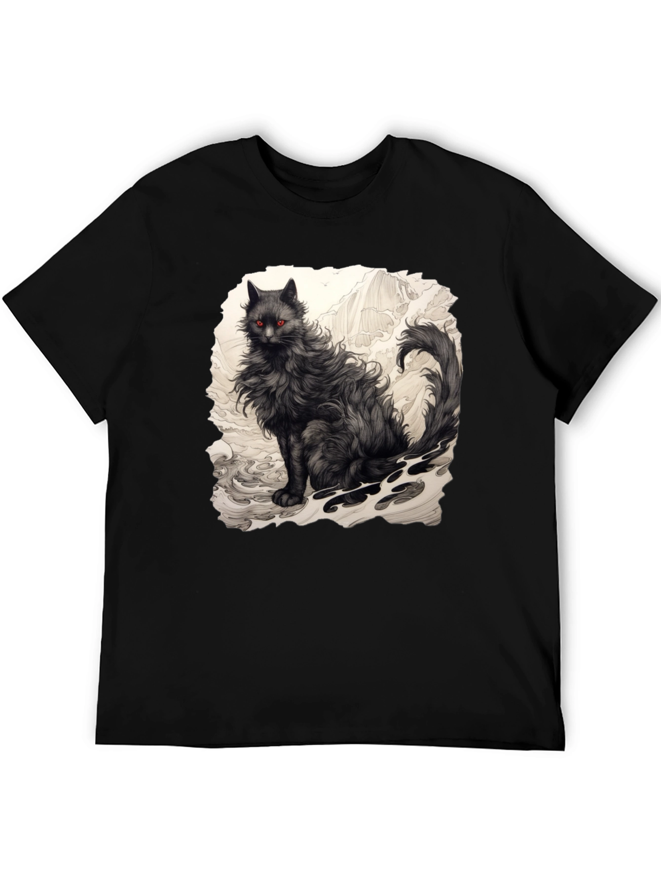 Mystic Feline Graphic Tee - Black Cat T-Shirt