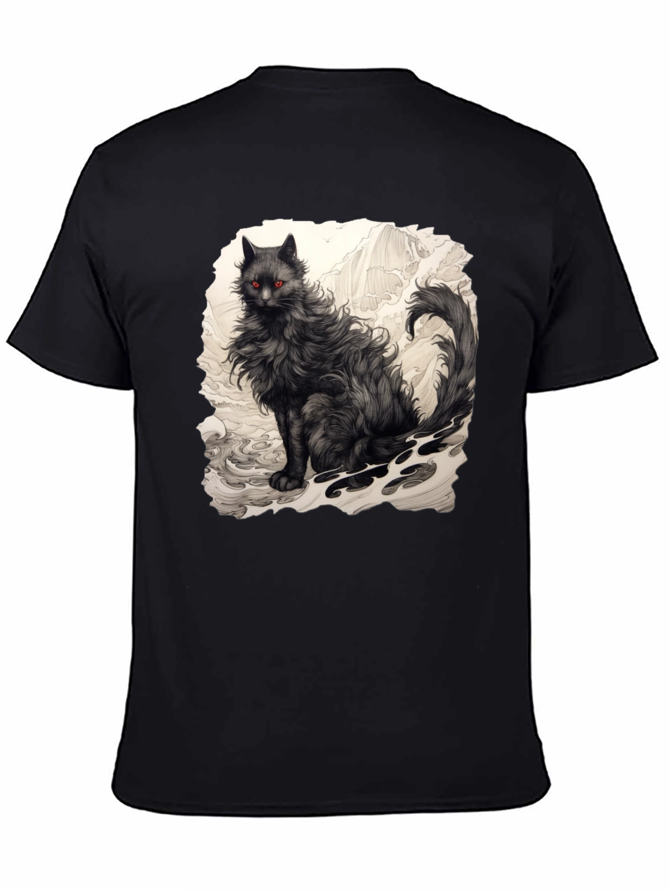 Mystic Feline Graphic Tee - Black Cat T-Shirt
