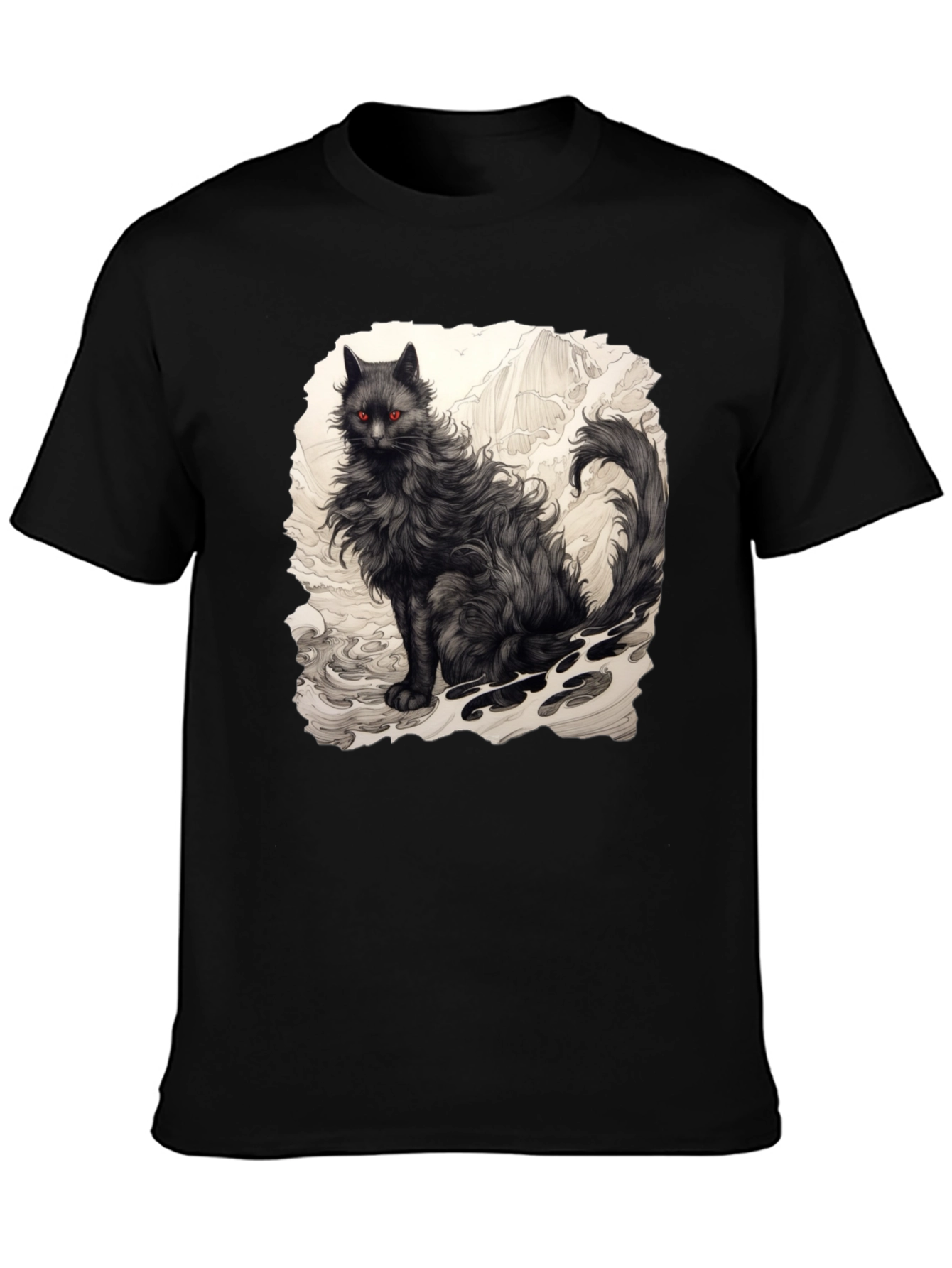 Mystic Feline Graphic Tee - Black Cat T-Shirt