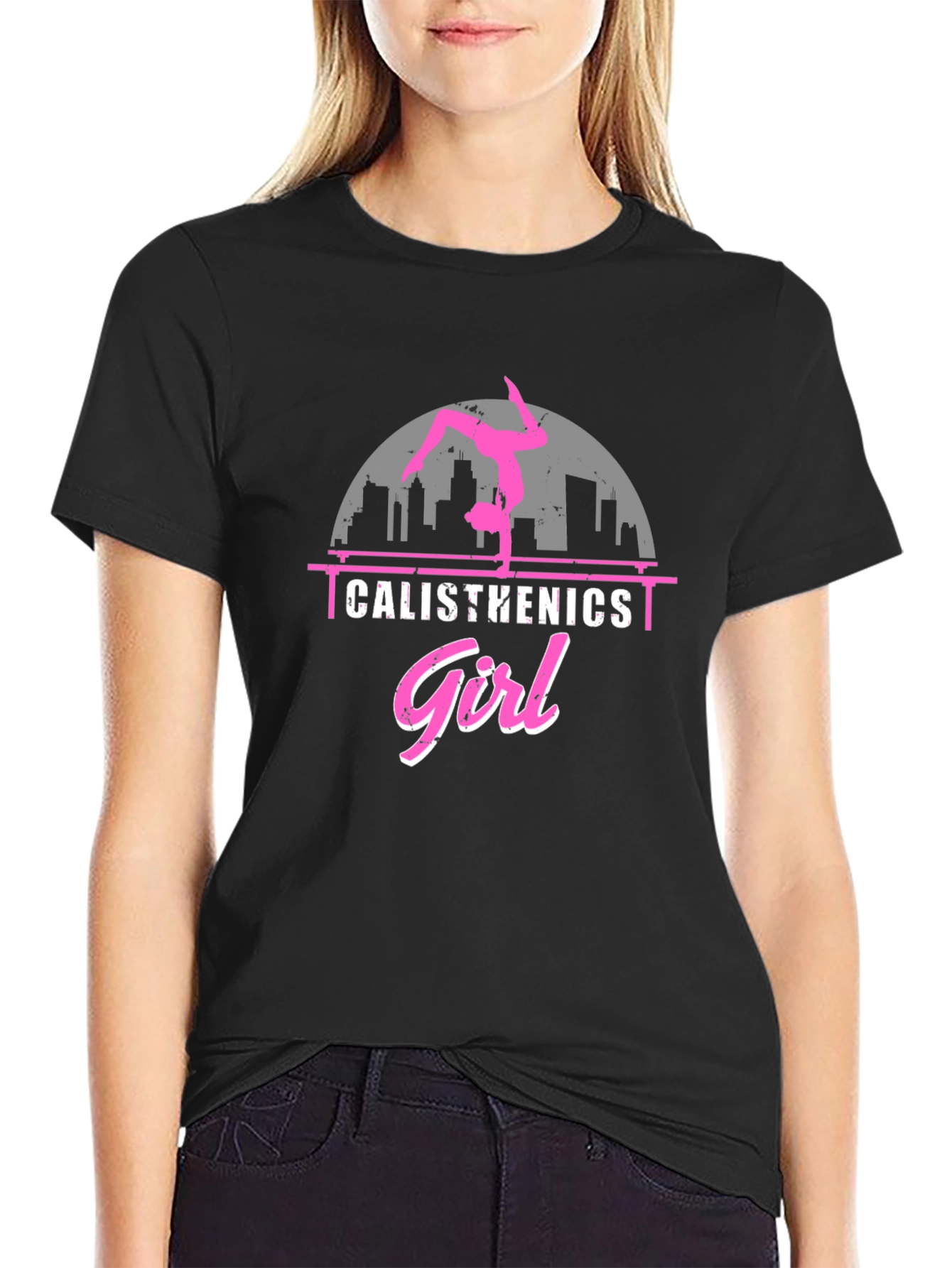 Calisthenics Girl Black Graphic Tee