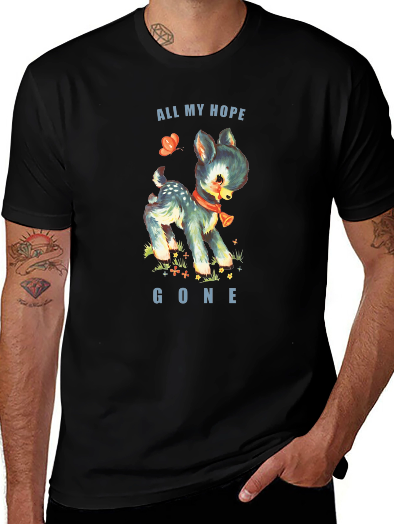 All My Hope Gone Deer Graphic Tee - Black