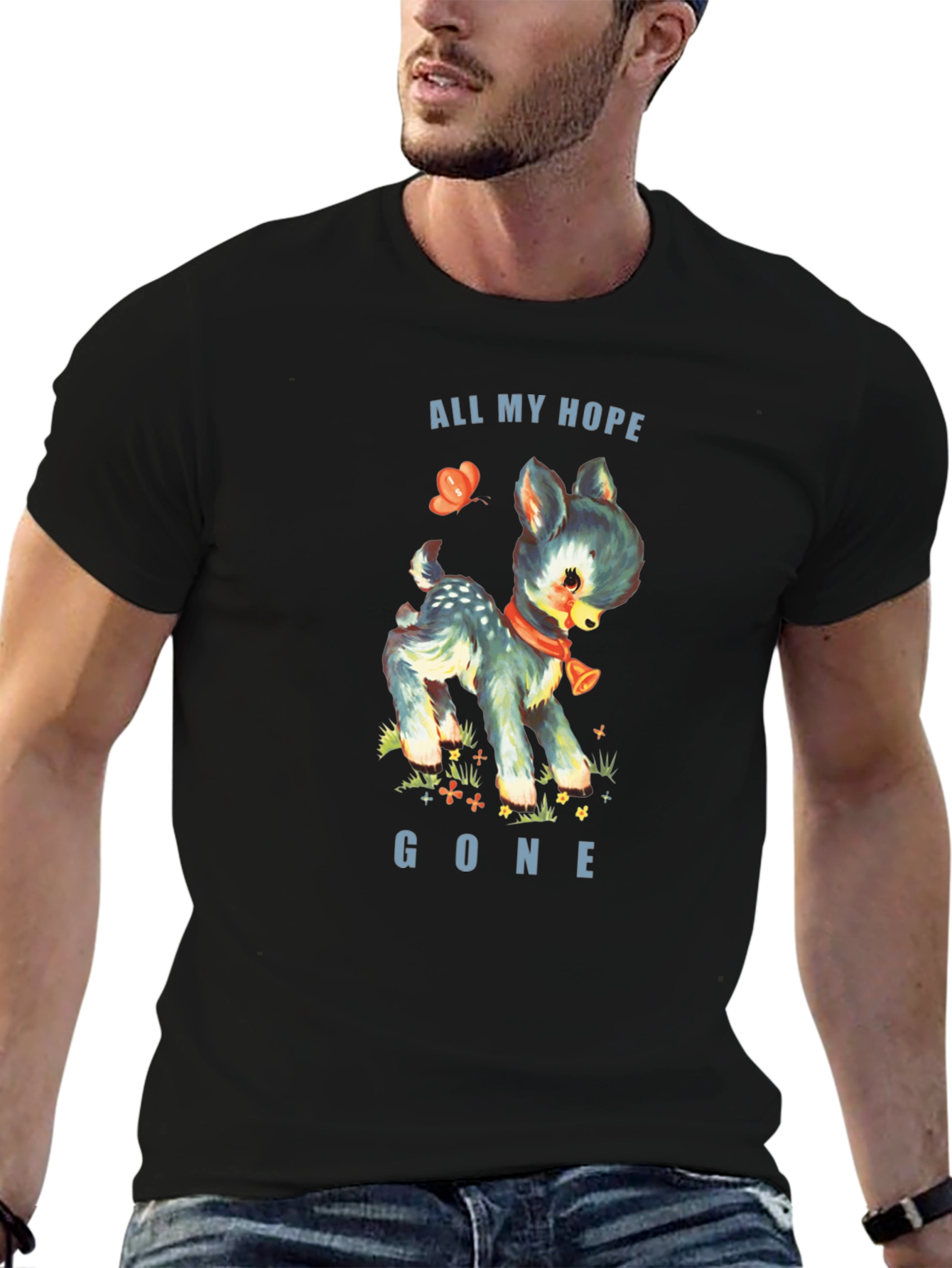 All My Hope Gone Deer Graphic Tee - Black