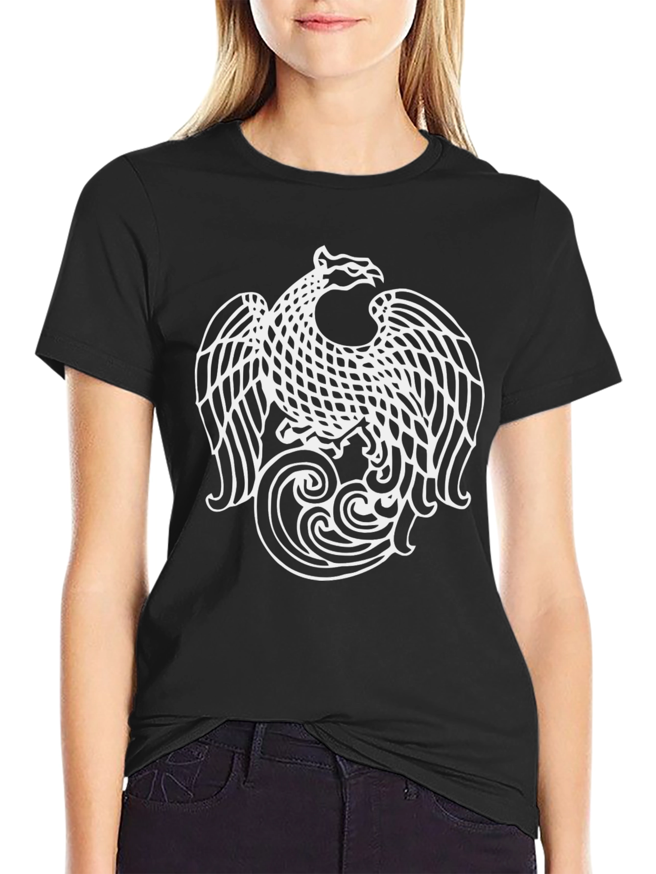 Phoenix Graphic Print Mens Black T-Shirt