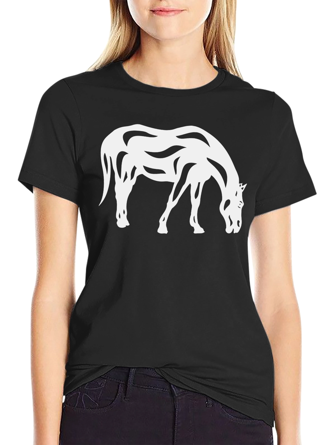 Abstract Horse Graphic Tee - Black