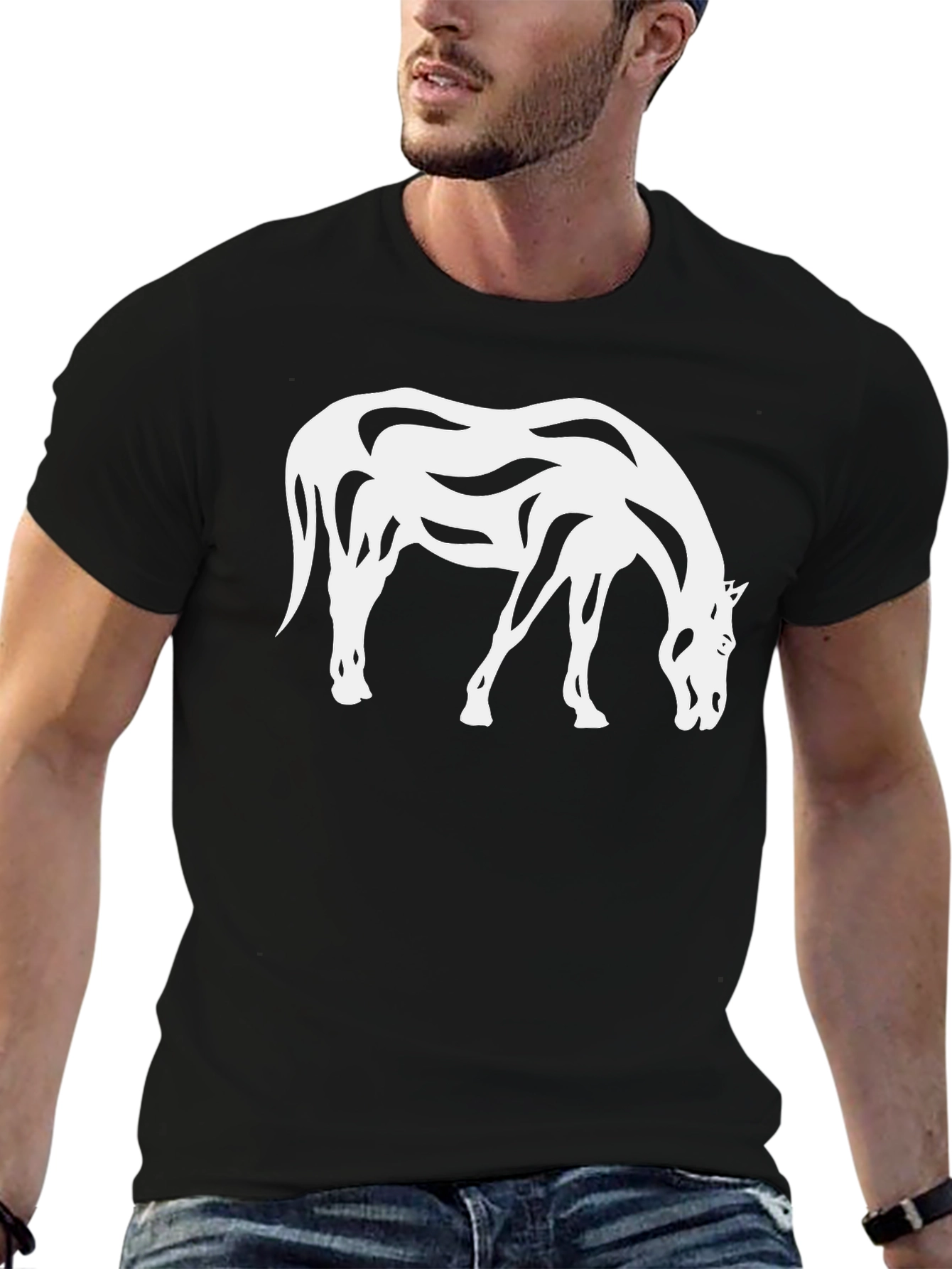 Abstract Horse Graphic Tee - Black