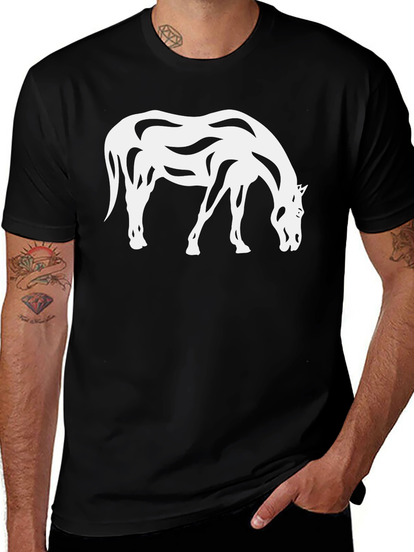 Abstract Horse Graphic Tee - Black