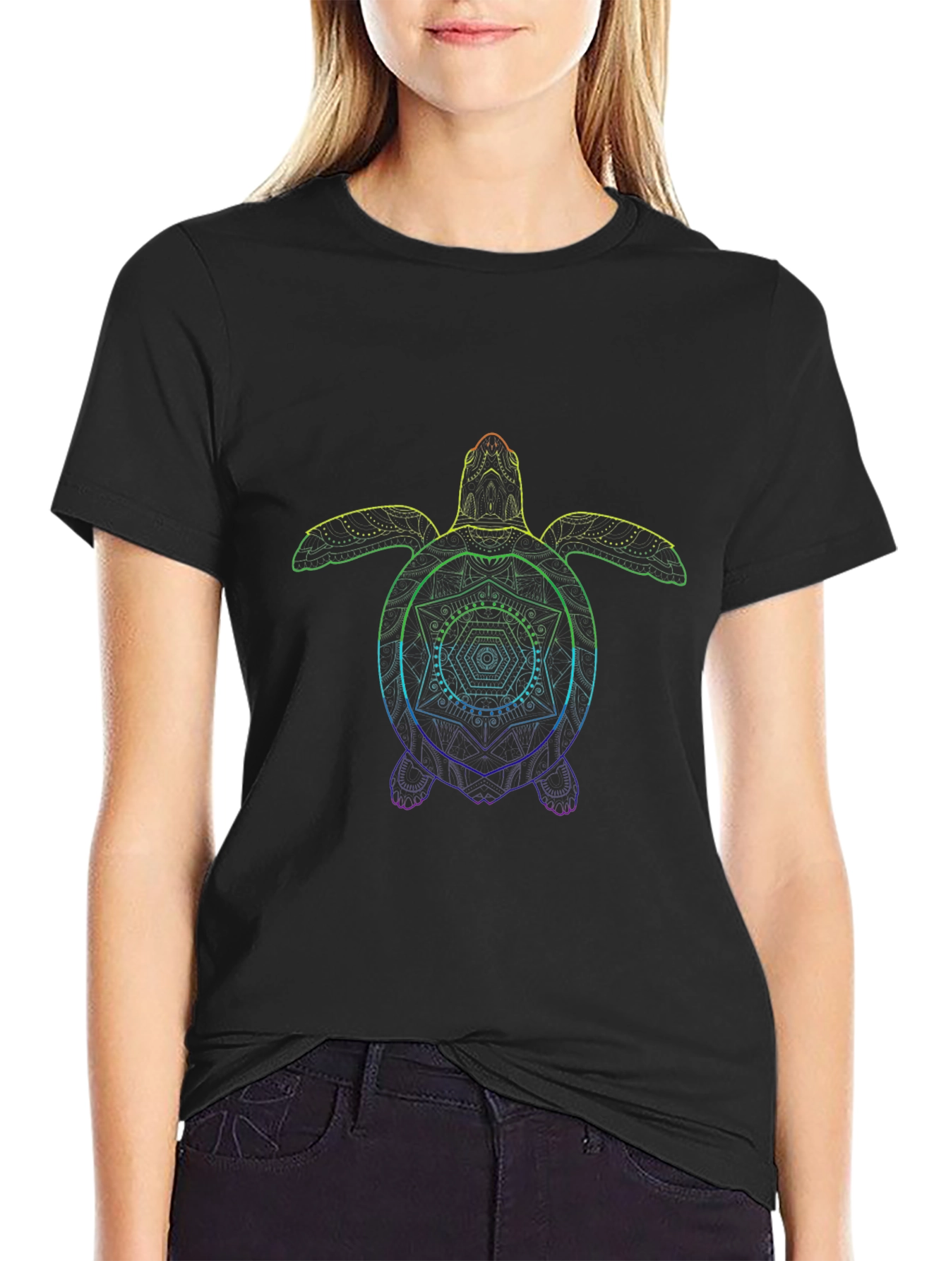 Rainbow Turtle Geometric T-Shirt