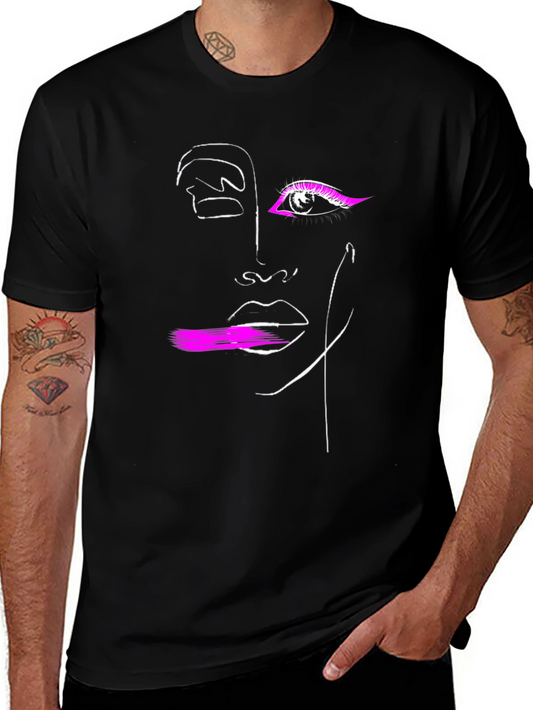 Abstract Line Art Graphic Tee - Stylish Minimalist Design