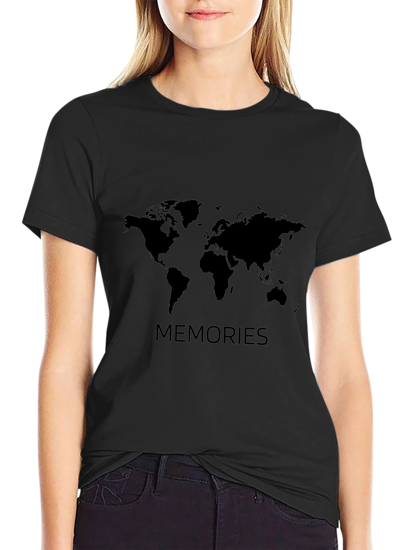 Memories World Map Black Graphic Tee