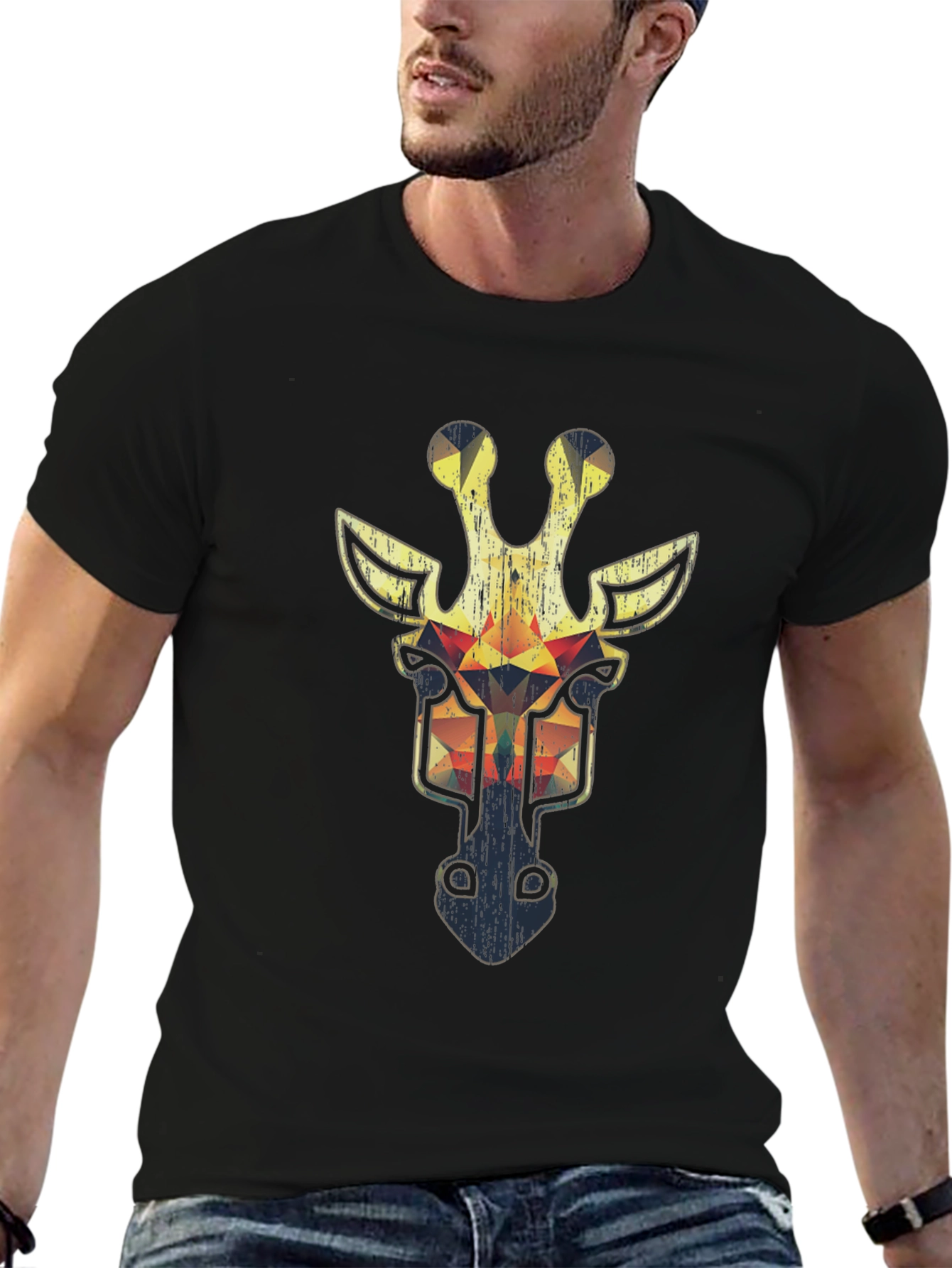Geometric Giraffe Graphic Tee - Cool Animal Print T-Shirt