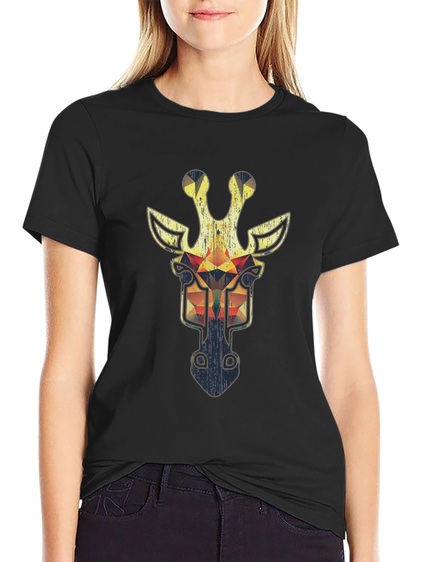 Geometric Giraffe Graphic Tee - Cool Animal Print T-Shirt