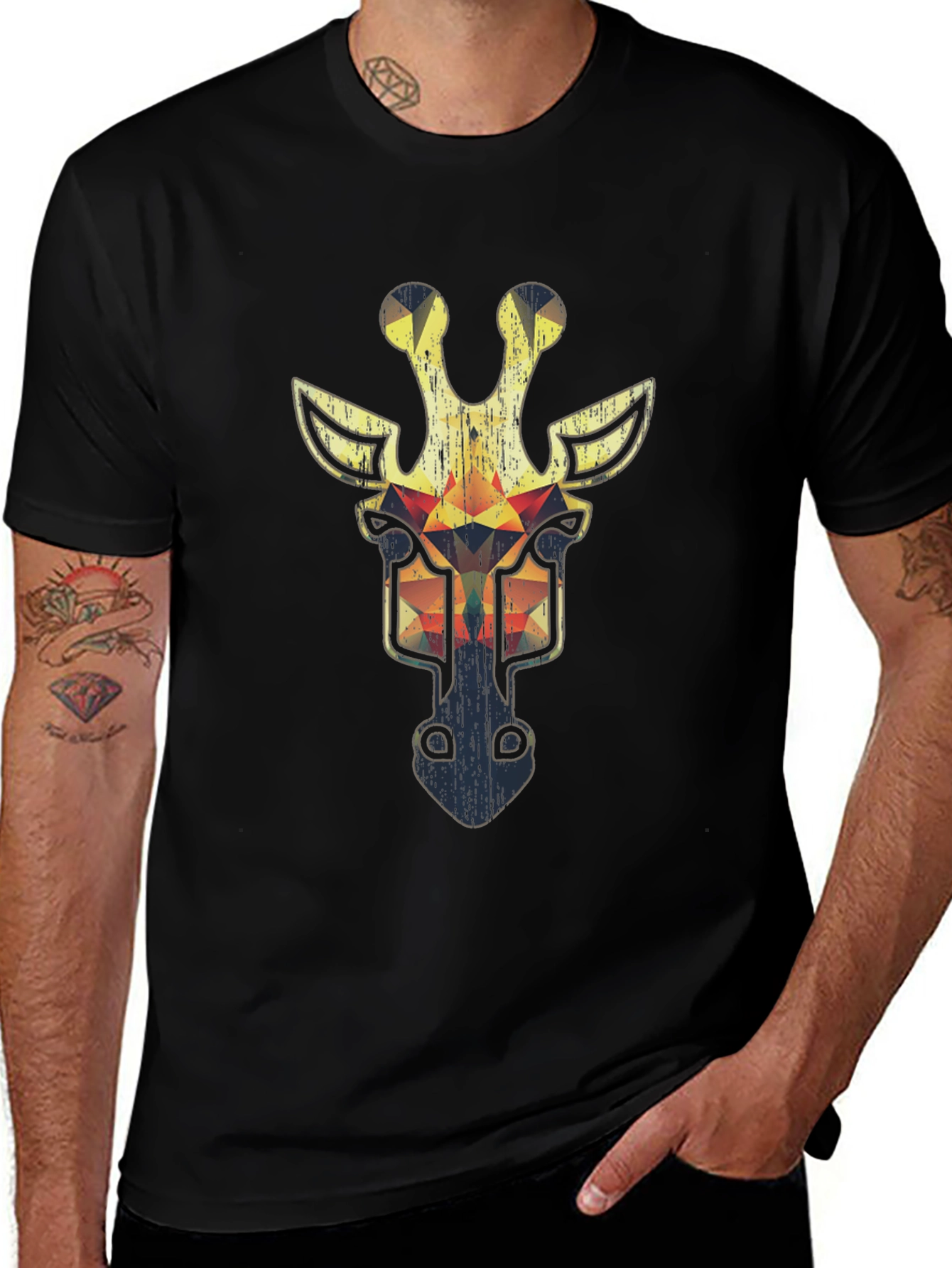 Geometric Giraffe Graphic Tee - Cool Animal Print T-Shirt