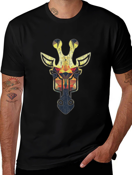 Geometric Giraffe Graphic Tee - Cool Animal Print T-Shirt