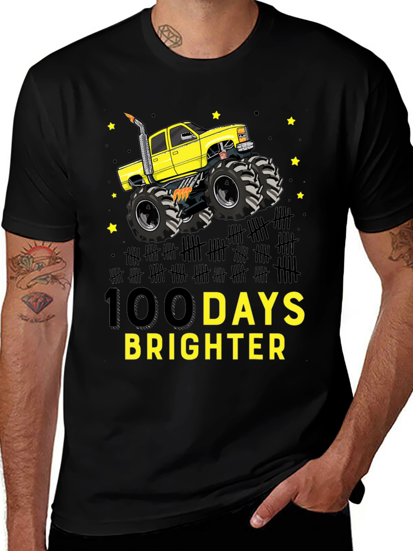 100 Days Brighter Monster Truck T-Shirt