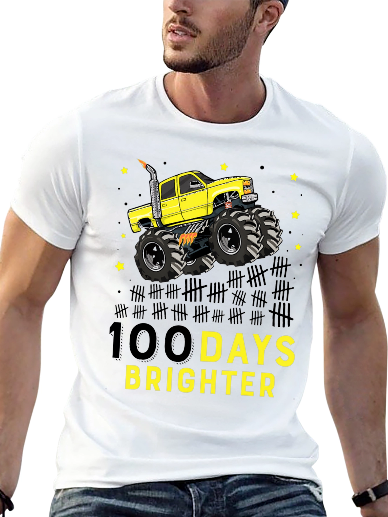 100 Days Brighter Monster Truck T-Shirt