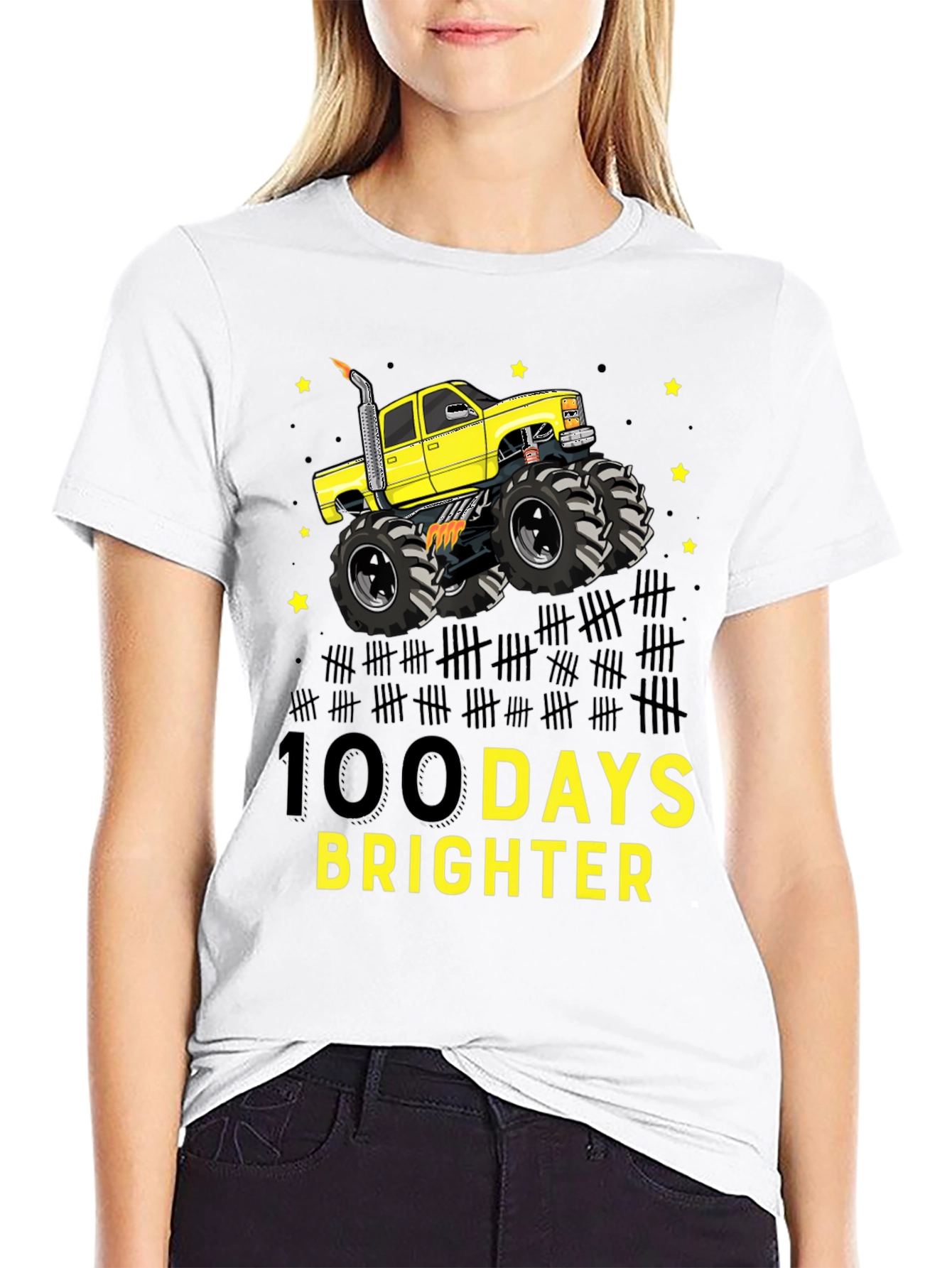 100 Days Brighter Monster Truck T-Shirt