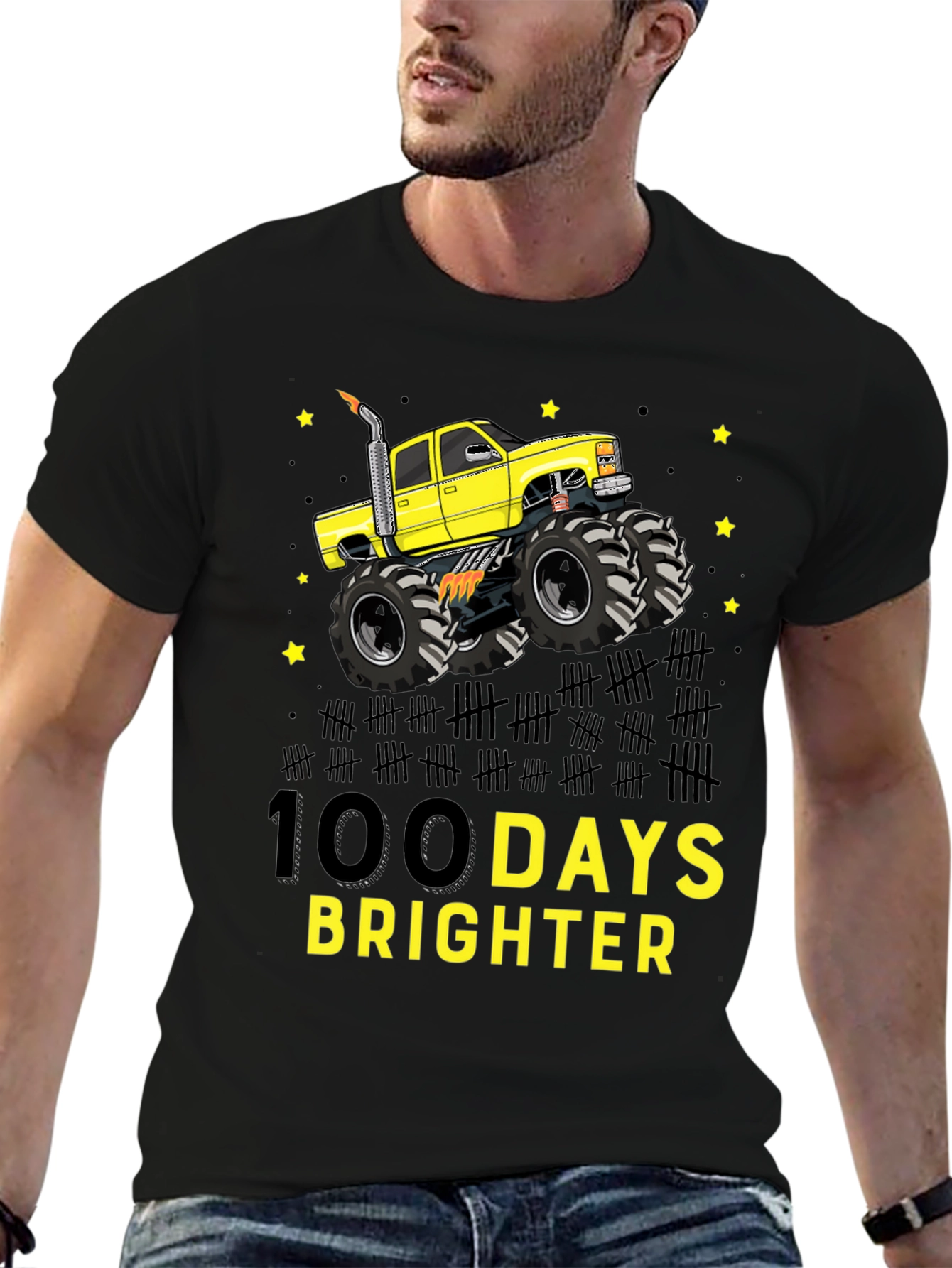 100 Days Brighter Monster Truck T-Shirt