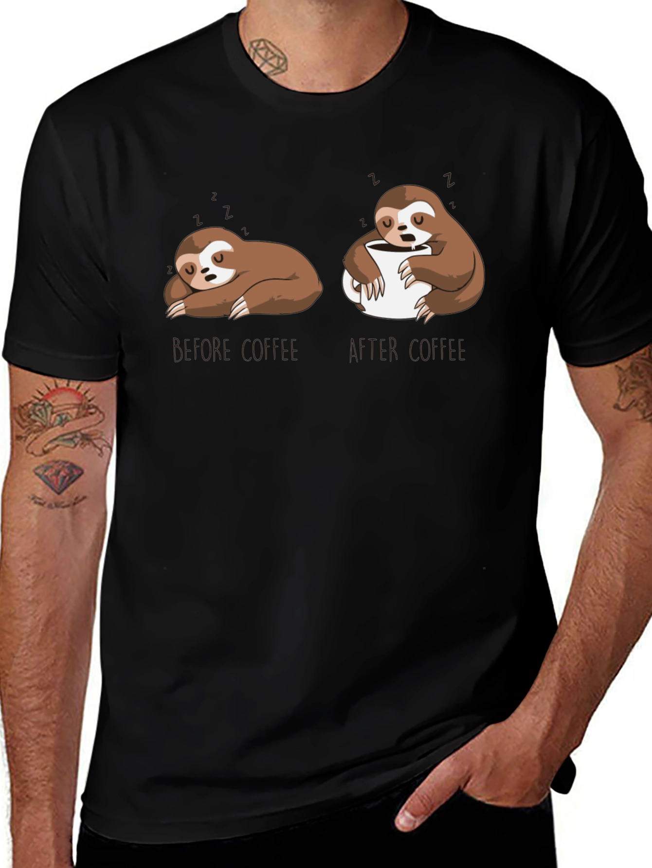 Sloth Coffee T-Shirt - Funny Graphic Tee