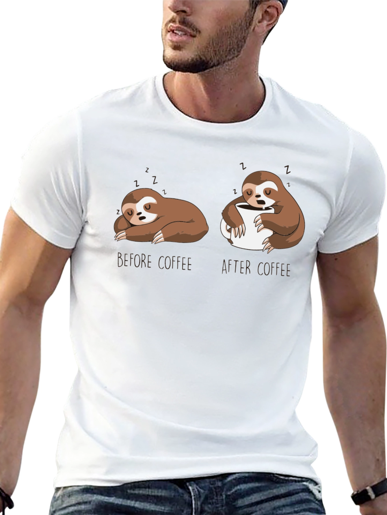 Sloth Coffee T-Shirt - Funny Graphic Tee