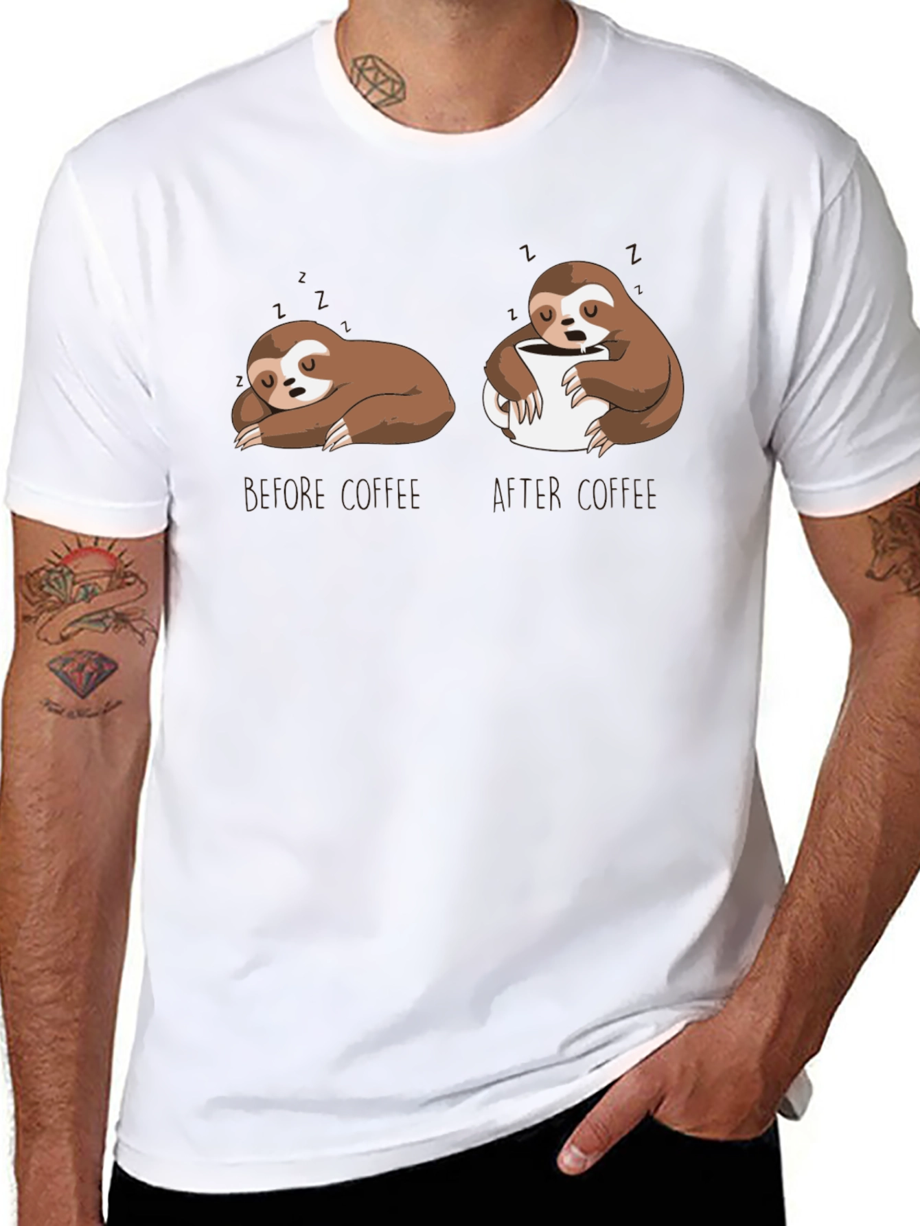 Sloth Coffee T-Shirt - Funny Graphic Tee