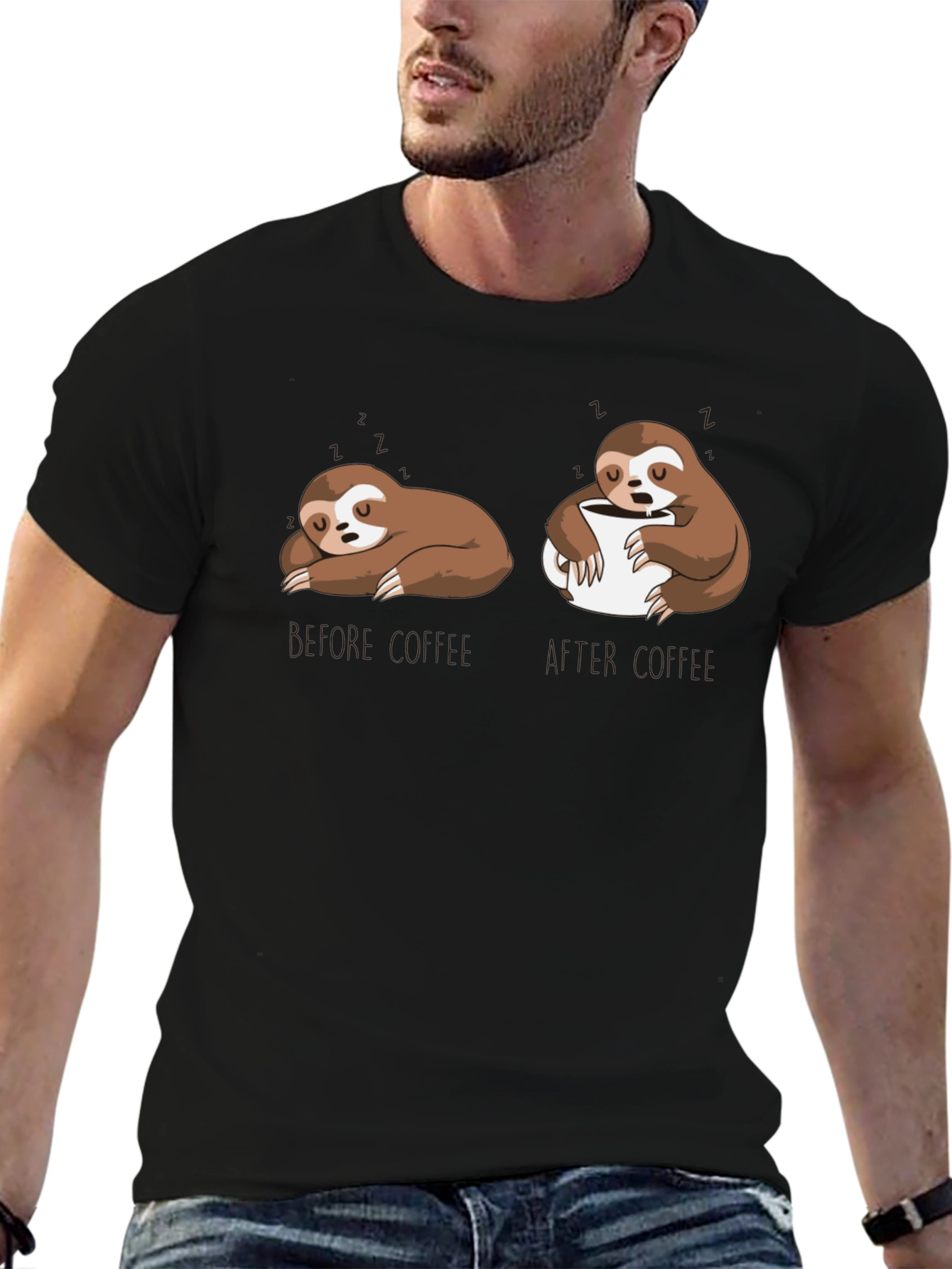 Sloth Coffee T-Shirt - Funny Graphic Tee