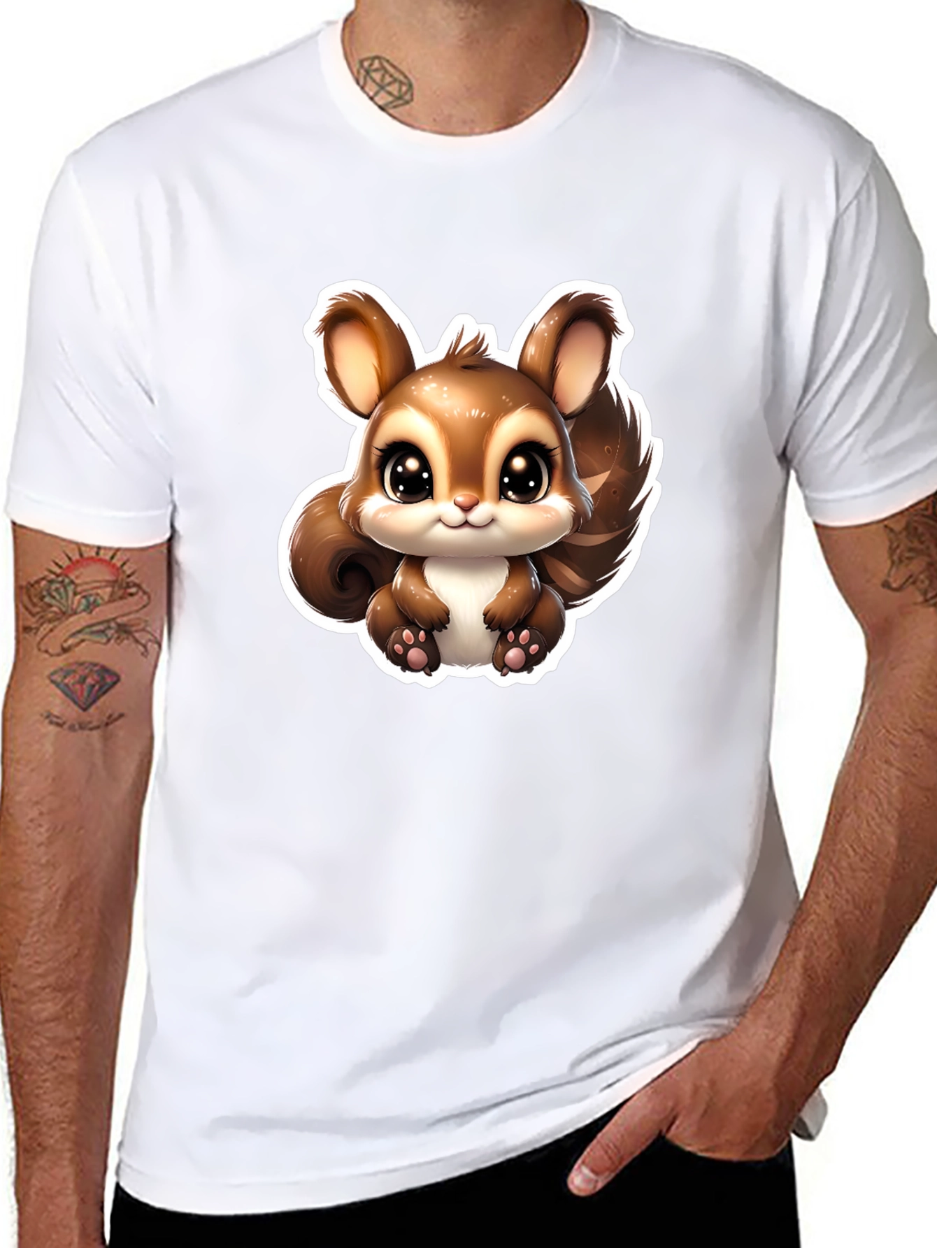 Cute Squirrel Graphic Tee - Black