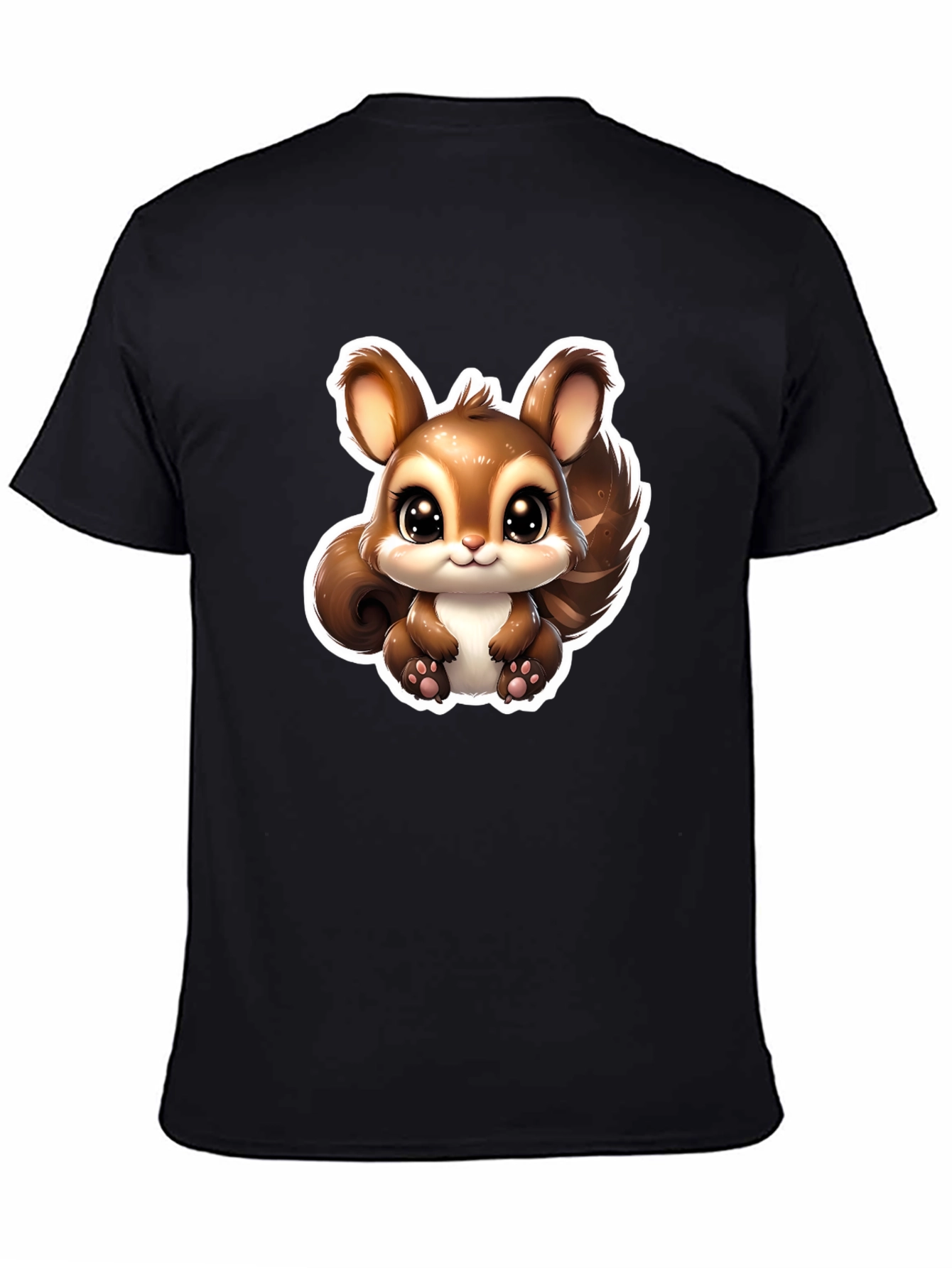 Cute Squirrel Graphic Tee - Black
