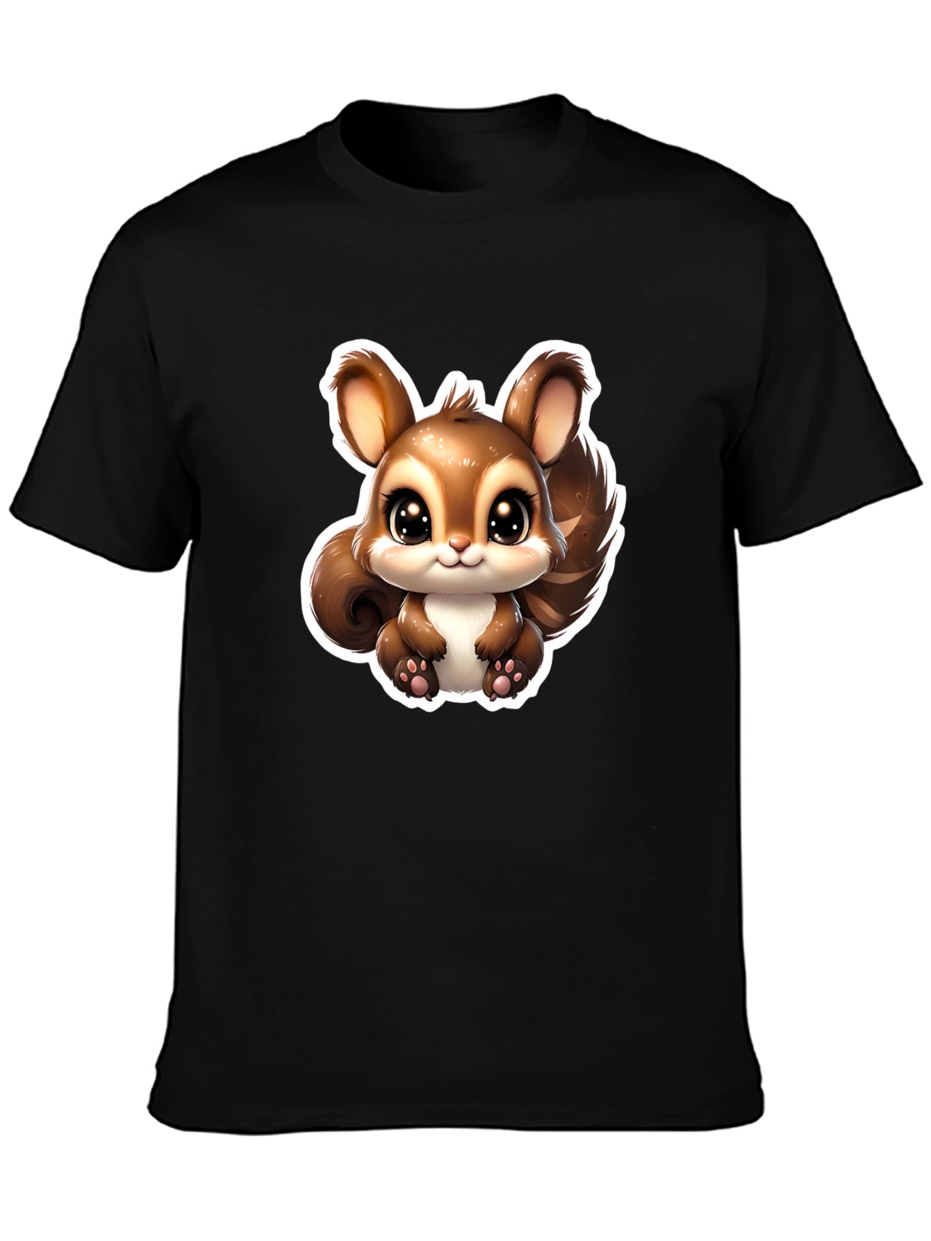 Cute Squirrel Graphic Tee - Black