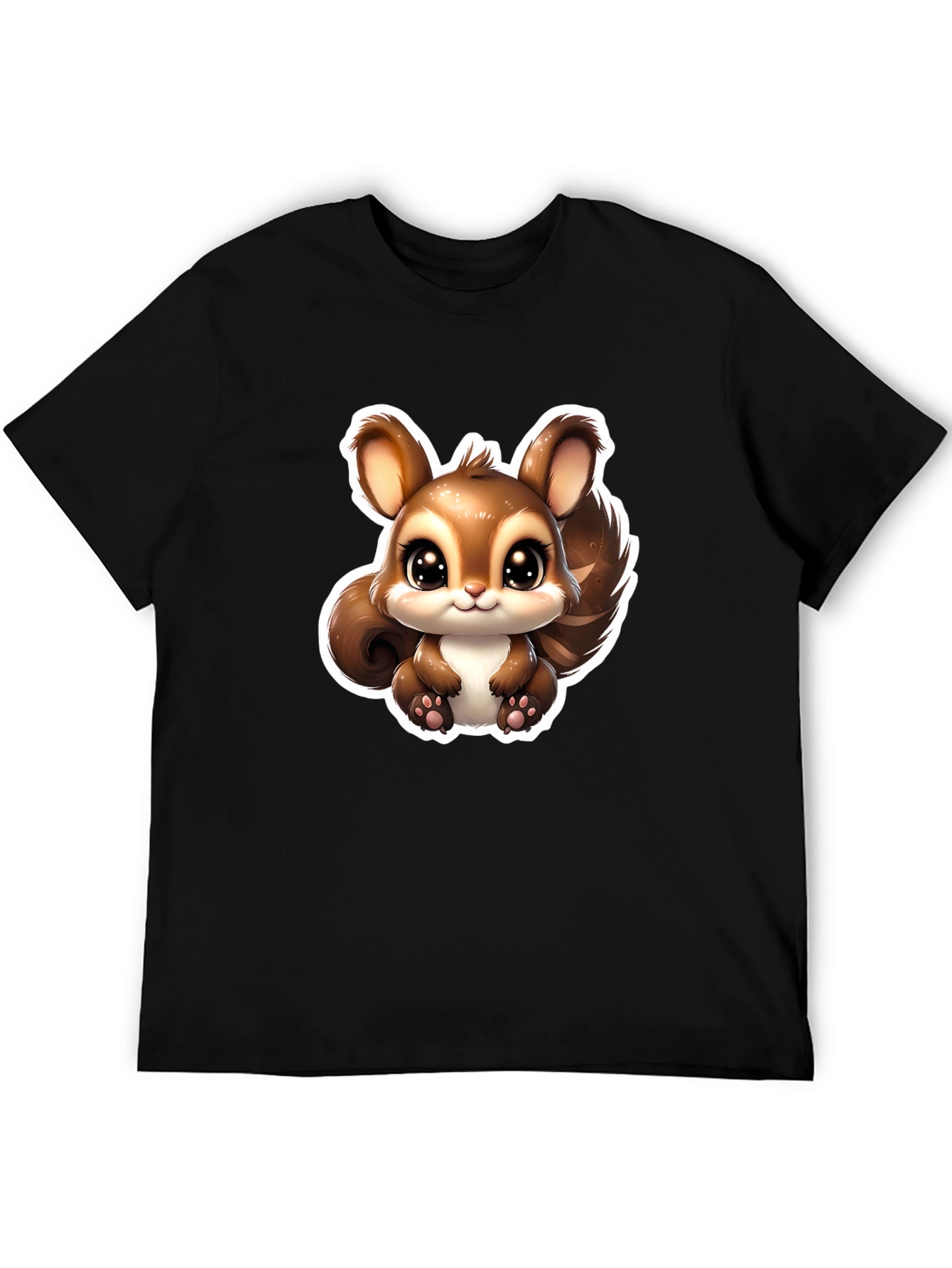 Cute Squirrel Graphic Tee - Black